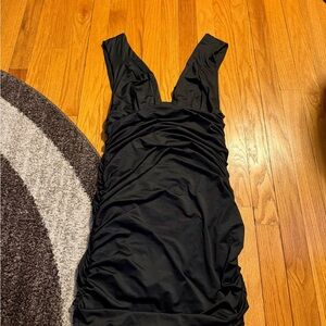 Elegant Black Ruched Dress